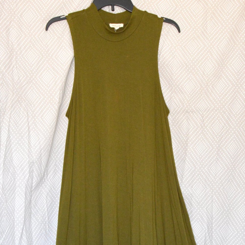 Silence + Noise - Olive Green Mock Neck Swing Dress, M